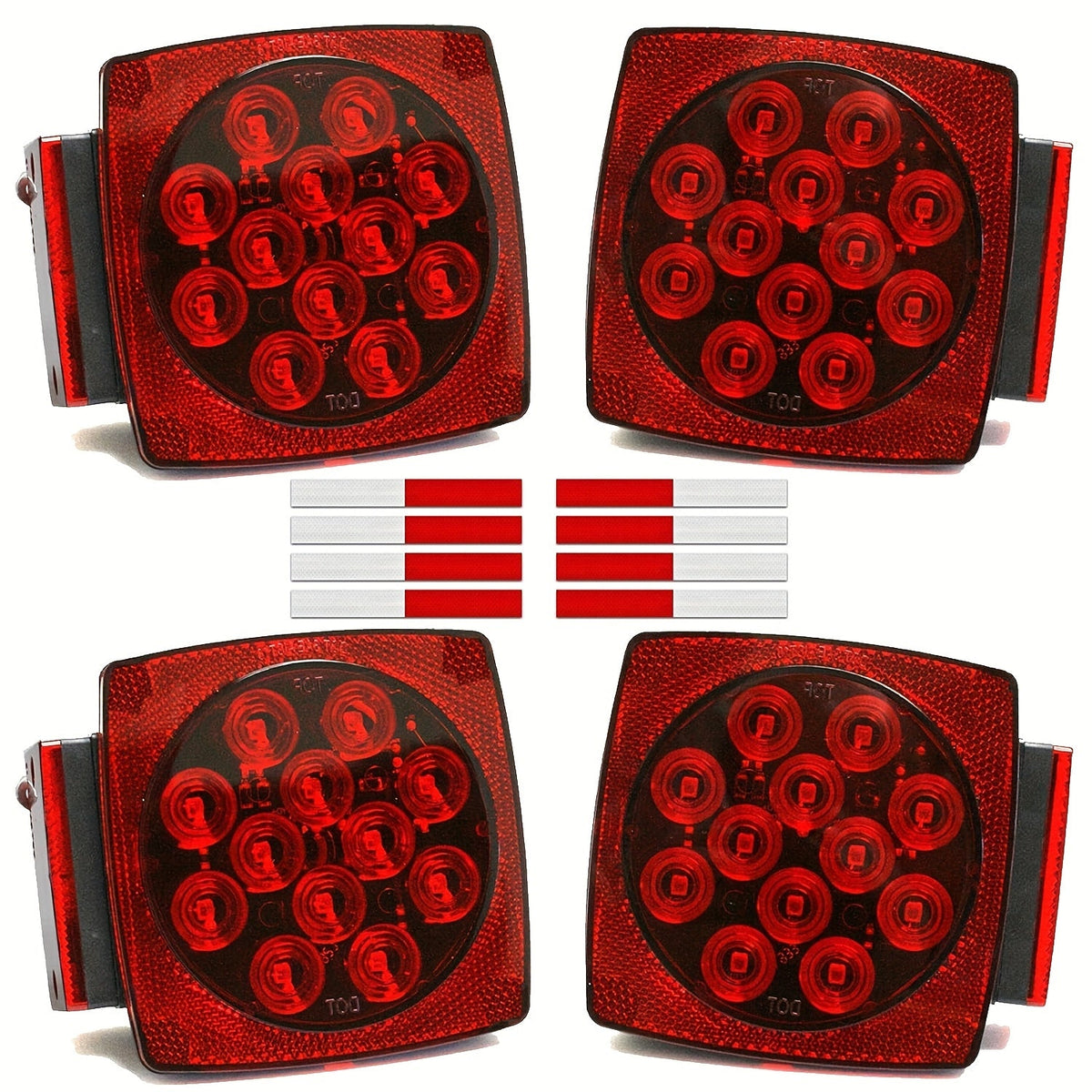 12V LED Trailer Lights Kit Stop Tail Turn Signal License Plate Light for Trailers Under 80" - Square Trailer Tail Lights for Boat Trailer Truck RV Camper Marine with Wiring Options