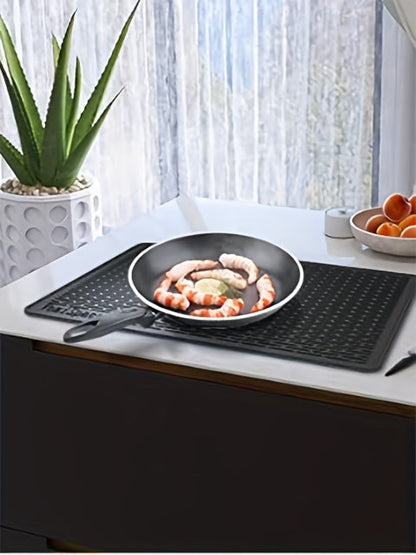 Silicone Electric Stove Top Cover Mat 28"x20" – Heat-Resistant Up to 450°F, Non-Slip Washable Ceramic Glass Cooktop Protector, Extra Large Flat RV Range Cover & Multipurpose Kitchen Mat, Black