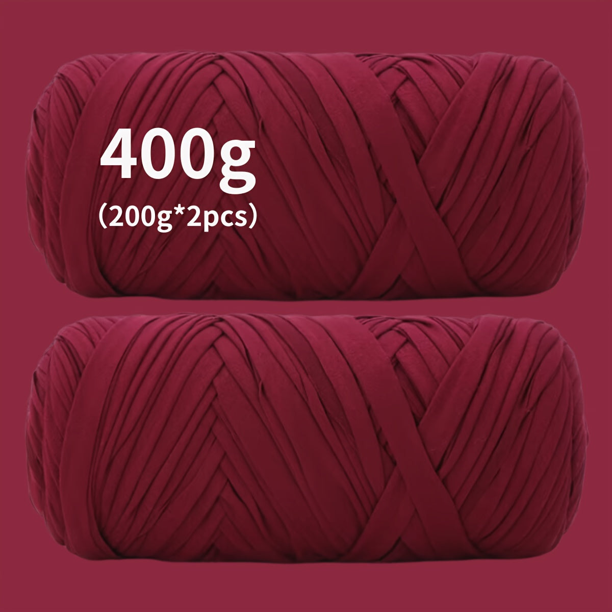 T-Shirt Fabric Yarn 400g (2 x 200g) Chunky Cotton Blend in 49 Colors – Soft Thick Yarn for Crochet Baskets, Bags, Rugs, Macrame & Knitting Projects – Beginner-Friendly Craft Yarn