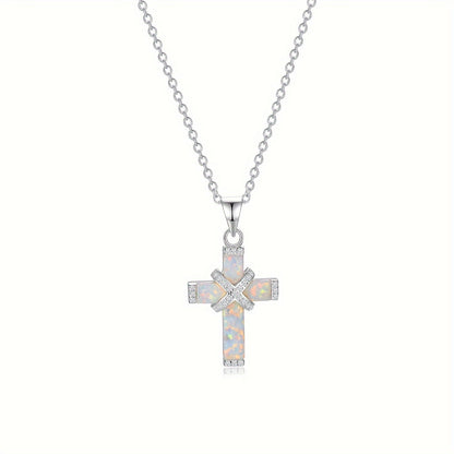 925 Sterling Silver Cross Pendant Necklace for Women – Hypoallergenic Vintage Boho Faith Jewelry, Minimalist CZ Choker Necklace, Elegant Gift for Her Birthday Anniversary Christmas