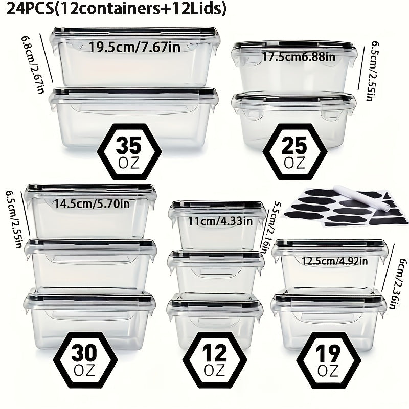 Airtight Food Storage Containers Set with Easy-Snap Lids – BPA-Free Reusable Meal Prep & Pantry Organizers with Labels & Marker, Stackable Kitchen Storage for Snacks Lunch Dry Goods, 24 or 48 Piece