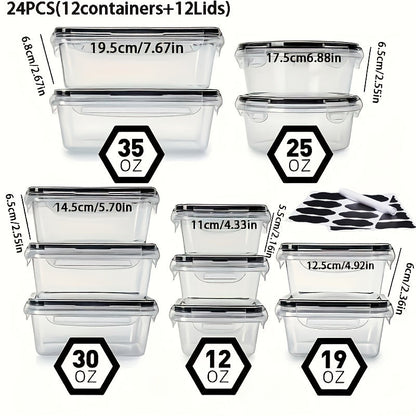 Airtight Food Storage Containers Set with Easy-Snap Lids – BPA-Free Reusable Meal Prep & Pantry Organizers with Labels & Marker, Stackable Kitchen Storage for Snacks Lunch Dry Goods, 24 or 48 Piece