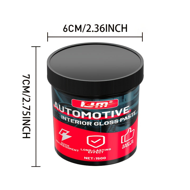 KJM Automotive Plastic Restorer & Whitening Cream 150g with Sponge – All-in-One Dashboard, Tire & Seat Restorer, Car Interior Polish, Upholstery Care, Long-Lasting Gloss & UV Protection