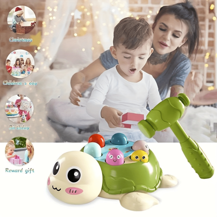 Toddler Hammer Toy Turtle Shape Sorter – Educational Colorful Pounding Bench for Kids, Shape Sorting Learning Game, Perfect Christmas Halloween Thanksgiving Gift for Boys & Girls 18M+