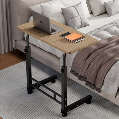 Mobile Lift Table Adjustable Height Rolling Laptop Desk Bedside Sofa Side Table for Bedroom Home Office