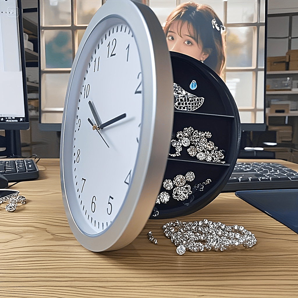Wall-Mounted Diversion Safe Clock Hidden Secret Storage for Cash Coins Valuables Home Office Security Vault Concealed Coin Safe Sturdy Durable