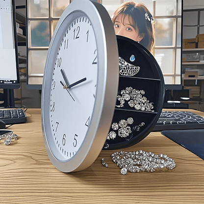 Wall-Mounted Diversion Safe Clock Hidden Secret Storage for Cash Coins Valuables Home Office Security Vault Concealed Coin Safe Sturdy Durable