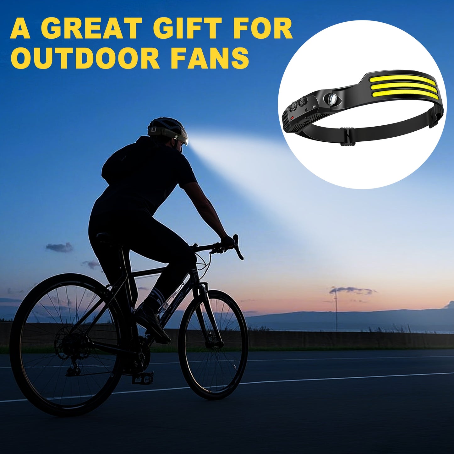 Motion Sensor LED Headlamp USB Rechargeable IP54 Waterproof – Super Bright 5-Mode Head Lamp for Camping Hiking Running Fishing Outdoor Activities