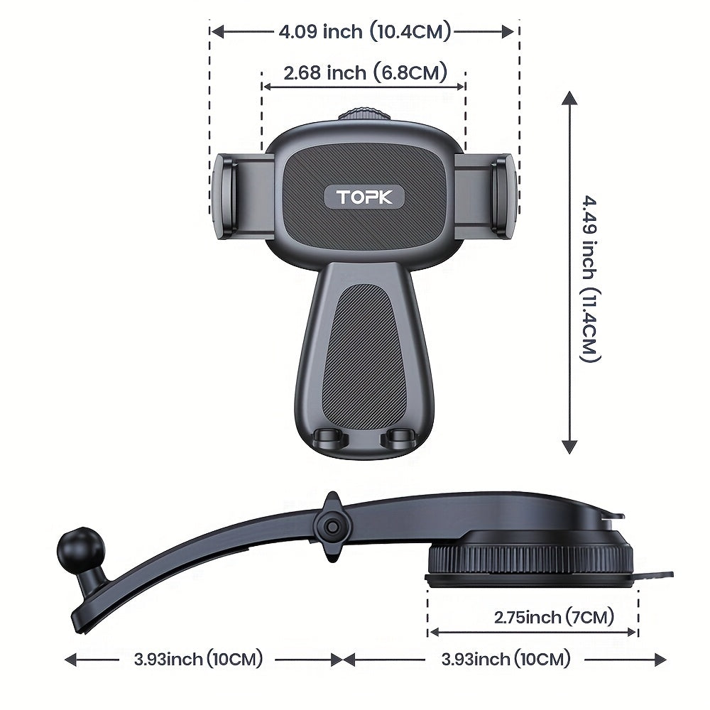 Car Phone Holder Mount – Upgraded 360° Rotation Dashboard & Windshield Cradle, Handsfree Universal Stand Compatible with iPhone 15 14 13, Samsung Galaxy, Android Phones | Velora