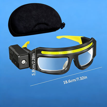 LED Glasses Headlamp – Head-Mounted Flashlight with Adjustable Brightness, Rotatable Beam & Strobe Mode for Night Running, Cycling, Fishing, Camping & Craft Work – Cool Design Outdoor Head Torch