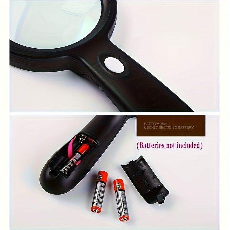 10X Magnifying Glass with 12 LED Lights – Handheld Large Illuminated Magnifier for Seniors Reading, Coins, Stamps, Jewelry & Repair, Bright LED Lighted Magnifying Glass – Black