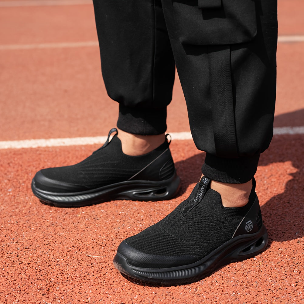 Steel Toe Work Shoes for Men Slip-On Lightweight Safety Sneakers Puncture-Resistant Non-Slip Loafers Black Grey Blue Sizes US 5.5-14