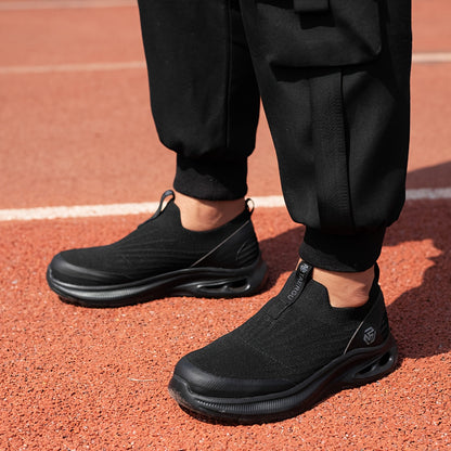 Steel Toe Work Shoes for Men Slip-On Lightweight Safety Sneakers Puncture-Resistant Non-Slip Loafers Black Grey Blue Sizes US 5.5-14