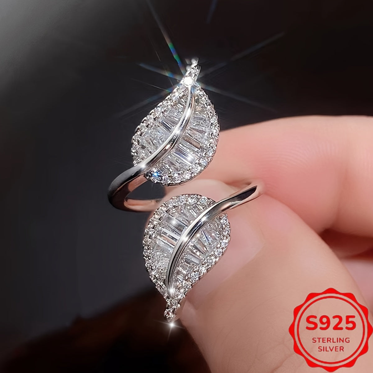 925 Sterling Silver Leaf Ring Set for Women – Elegant Boho CZ Cubic Zirconia Stackable Rings, Hypoallergenic, Daily & Holiday Wear, Perfect Gift