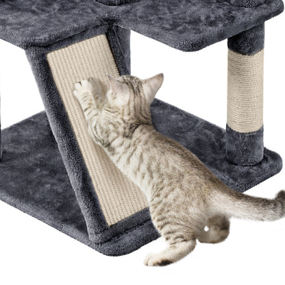 57-Inch Multilevel Cat Tree Tower with 2 Condos – Sisal Scratching Posts, Dangling Ball, Round Platform & Ladder for Indoor Kittens & Small Cats, 6 Colors, Christmas Gift for Cat Lovers