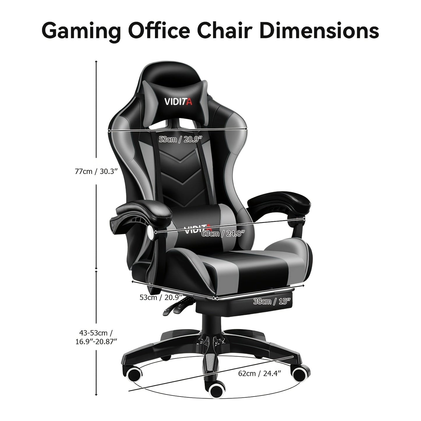 Gaming Chair High Back Ergonomic Racing Chair with Footrest & Lumbar Support – Adjustable Recline Swivel Computer Office Chair, 8 Colors