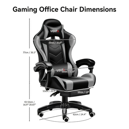 Gaming Chair High Back Ergonomic Racing Chair with Footrest & Lumbar Support – Adjustable Recline Swivel Computer Office Chair, 8 Colors