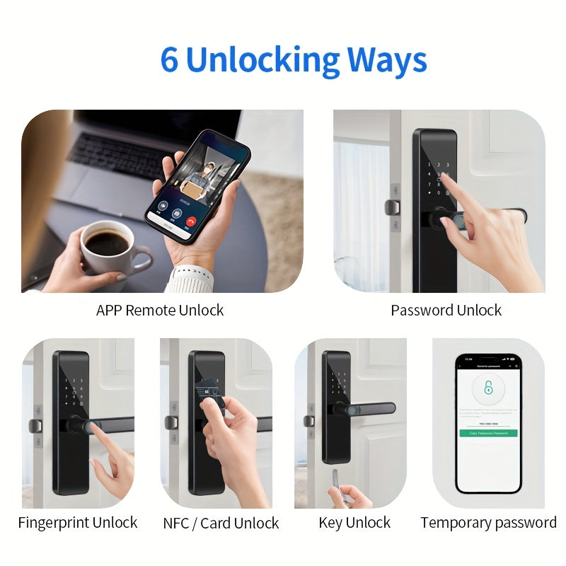 Smart Door Lock Fingerprint Keyless Entry – WiFi App Control, Numeric Keypad, Biometric Fingerprint, Wide-Angle Camera Option, 4-in-1 & 7-in-1 Models for Home, Rental, Office & Hotel