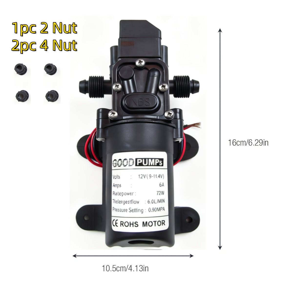 12V 130PSI Self-Priming Diaphragm Water Pump High Pressure Portable Electric Pump for Car Wash RV Camper Van Fish Tank Water Pressurization - 1/2/3 Pack ABS Durable