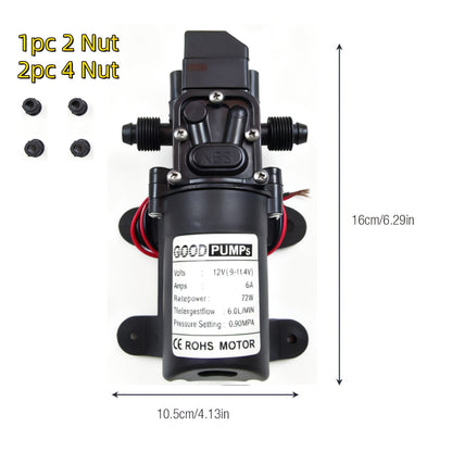 12V 130PSI Self-Priming Diaphragm Water Pump High Pressure Portable Electric Pump for Car Wash RV Camper Van Fish Tank Water Pressurization - 1/2/3 Pack ABS Durable