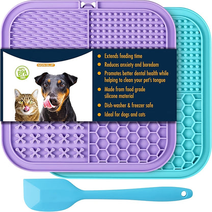 Licking Mat for Dogs & Cats with Suction Cup – Slow Feeder Pad for Bath Time, Boredom & Anxiety Relief, Peanut Butter Treat Lick Mat, Available in 1, 2 & 4-Pack