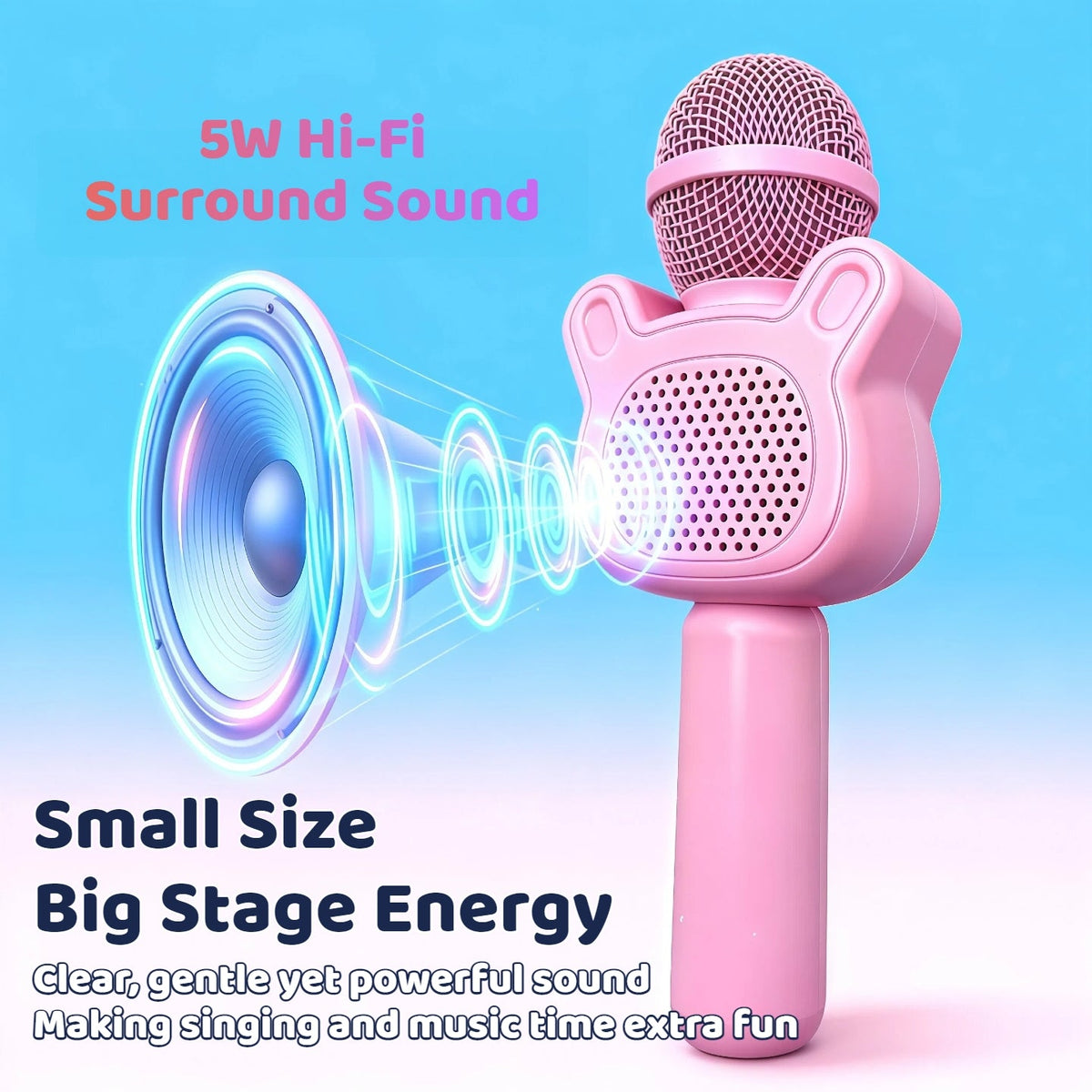 5-in-1 Wireless Karaoke Microphone with Built-In Speaker, LED Lights & Voice Changer – Portable Bluetooth Singing Mic for Parties, Family Gatherings, Travel & Outdoor Fun, 10 Colors