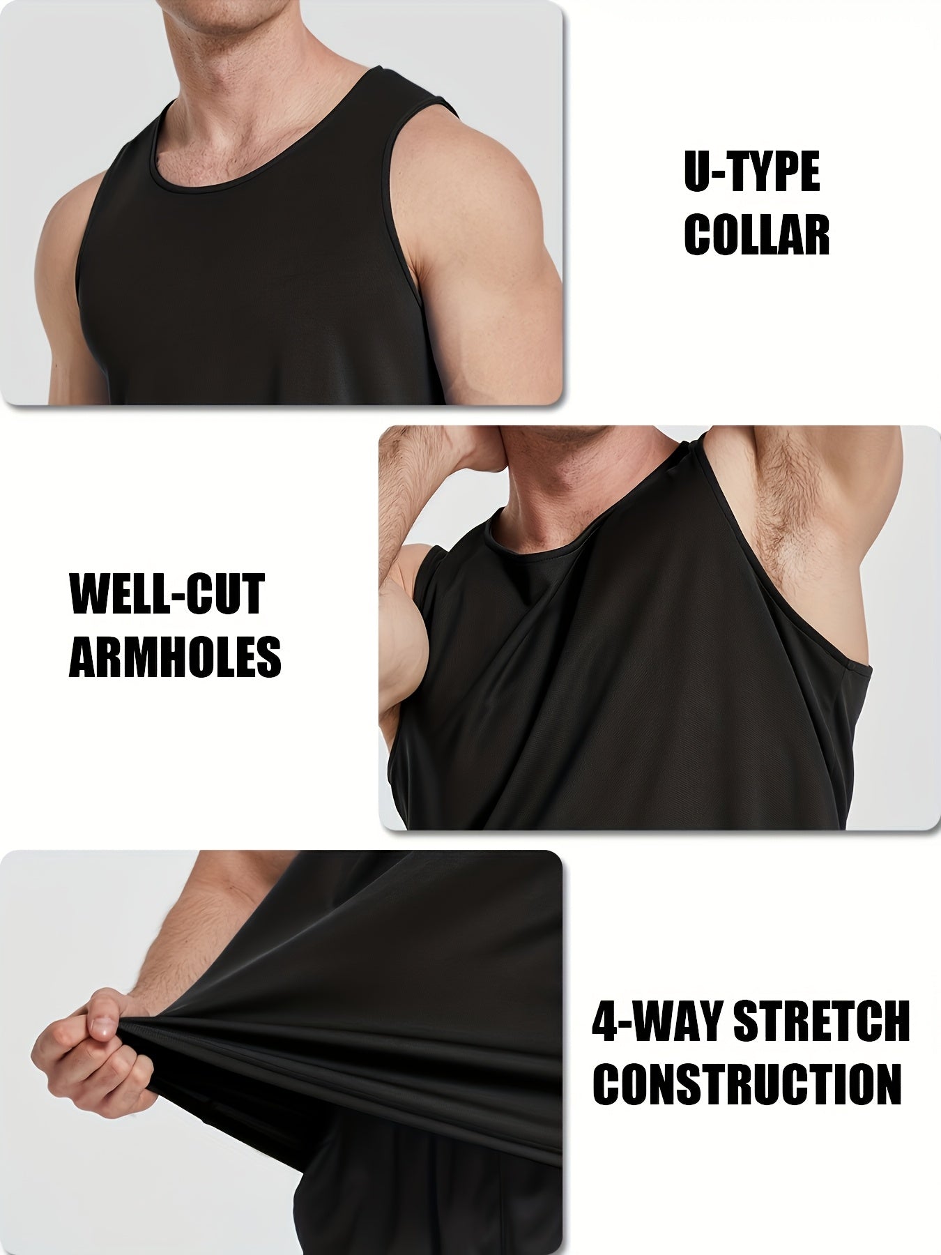 6 Pack Men's Moisture Wicking Tank Tops Sleeveless Gym Shirts Workout Vest for Running Training Hiking Athletic Sports Undershirt S-XXL