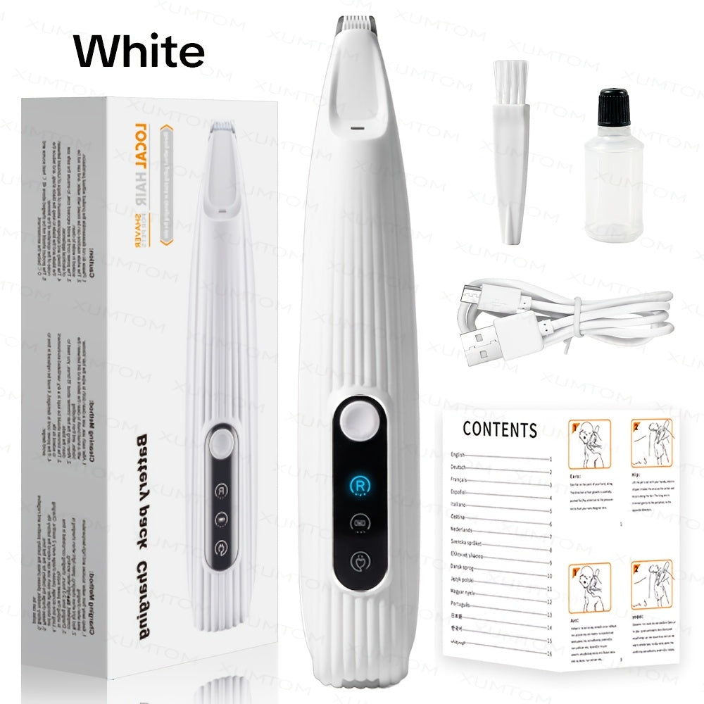 Electric Pet Paw Trimmer with LED Light USB Rechargeable - Low Noise Dog & Cat Grooming Clipper for Paw Hair, Whiskers & Eye Area, Multi-Function Cordless Pet Hair Trimmer for Small Medium Dogs & Cats