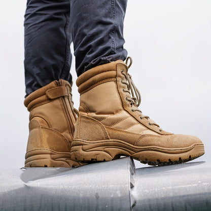 Men's Leather Tactical Combat Boots Side Zipper 9-Inch Non-Slip Lightweight - Hiking Motorcycle Outdoor Boots US 6.5-15