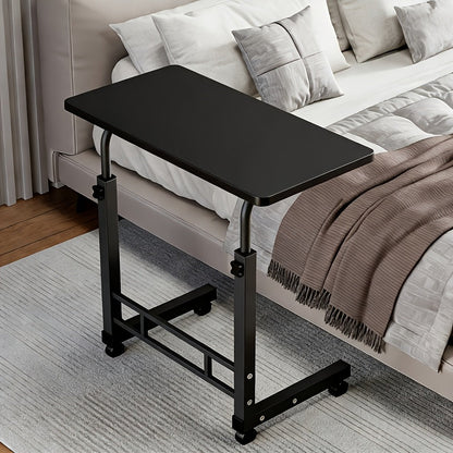 3-Tier Rolling Folding Desk with Wheels Height Adjustable Expandable Desktop Storage Shelf for Laptop Study Home Office Bedroom Living Room Computer Table