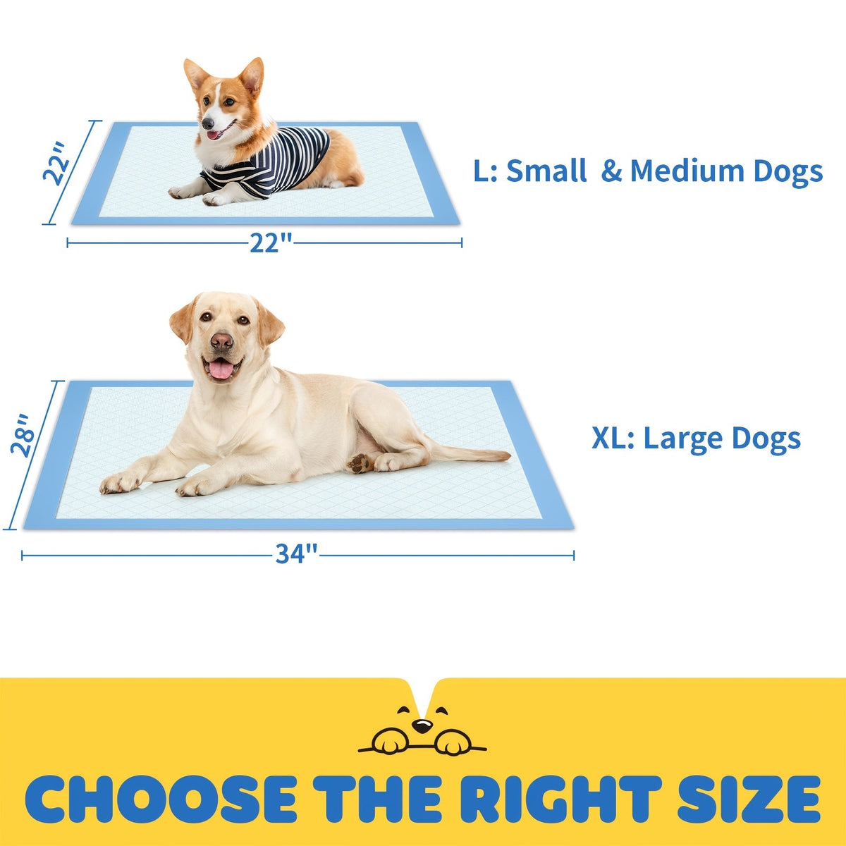 Dog Pee Pads 100 Count – 6-Layer Super Absorbent Puppy Training Pads, Leak-Proof & Odor Control, Disposable Dog Potty Pads for Puppies, Dogs & Cats, 34"x28" or 22"x22"