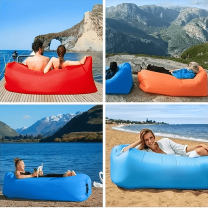 Foldable Inflatable Sofa Lounge Chair Portable Lazy Air Sofa for Camping Beach Music Festivals Outdoor Gatherings Quick Inflation Adults Purple Blue Green Black Red Yellow Orange