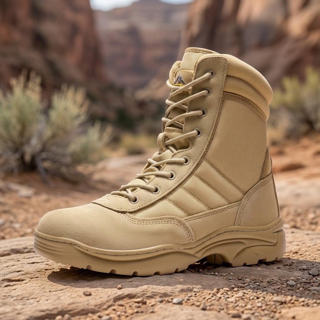 Men's Leather Tactical Combat Boots Side Zipper 9-Inch Non-Slip Lightweight - Hiking Motorcycle Outdoor Boots US 6.5-15