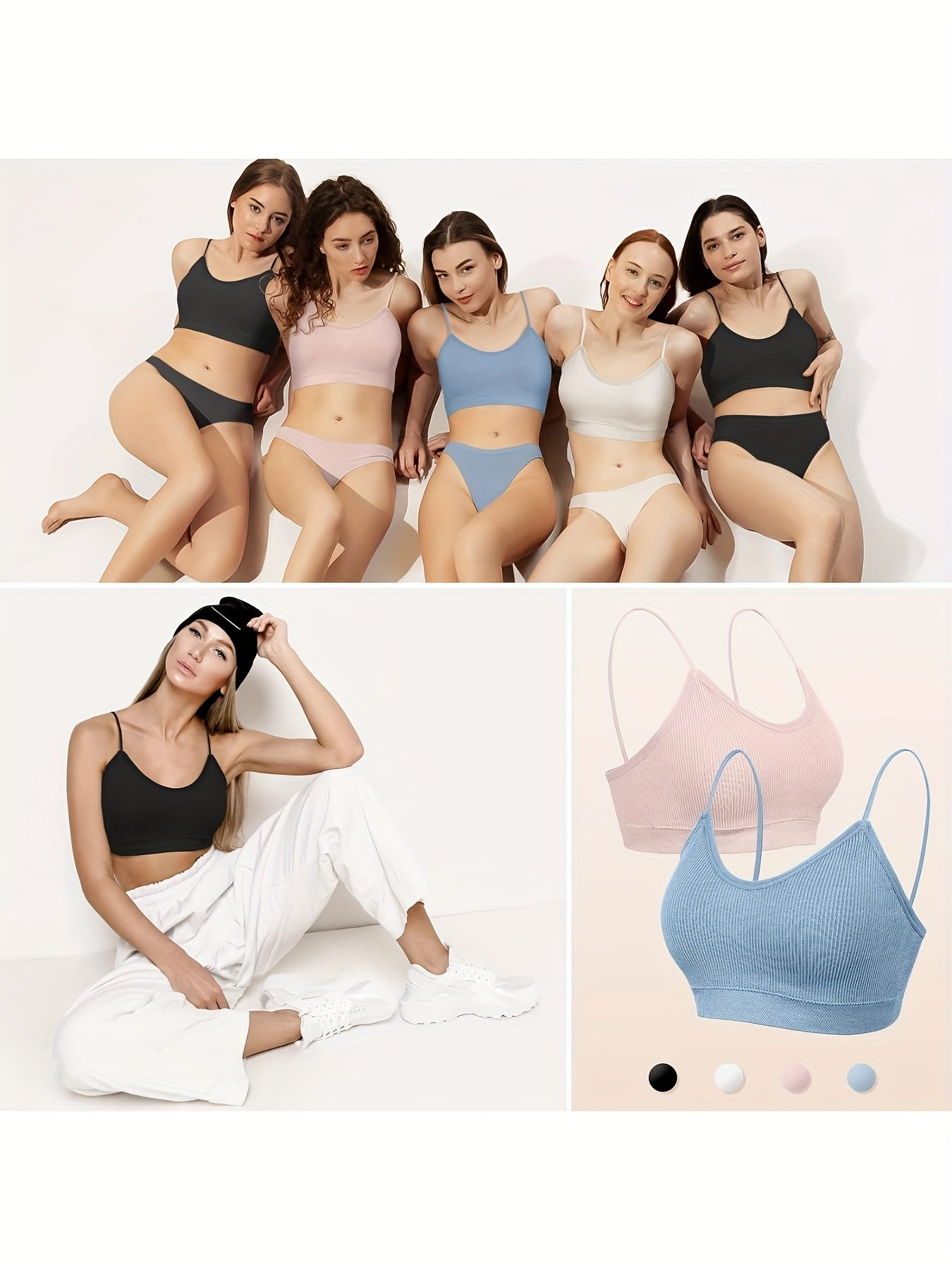 4 Pack Women's Wireless Bralettes with Removable Padding – Soft Breathable Seamless Bra Set for Yoga Lounge Sleep & Everyday Wear, Sizes S-XL in Multiple Colors