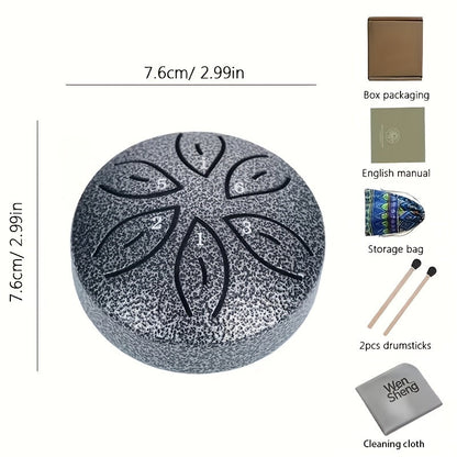 Mini Steel Tongue Drum 3 Inch 6-Tone – Beginner Handheld Carbon Steel Percussion Instrument, Includes Drumsticks, Sheet Music & Learning Guide, Perfect for Meditation, Gifts, Weddings & Holidays – Multiple Colors