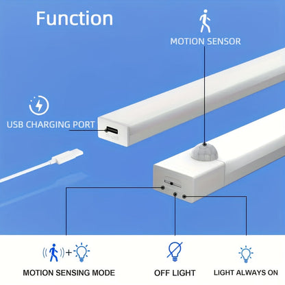 LED Motion Sensor Dimmable Cabinet Light USB-C Rechargeable – Adjustable Color Temperature White & Warm, 3 Modes, Magnetic Mount for Kitchen, Closet, Bedroom, Stairs & Office, 10/20/30cm