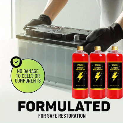 Battery Repair Fluid 3-Pack Restore Lead Acid Lithium EV Car Battery Performance Maintenance Solution Low Odor No Fragrance Fits All Models 3.38oz Each