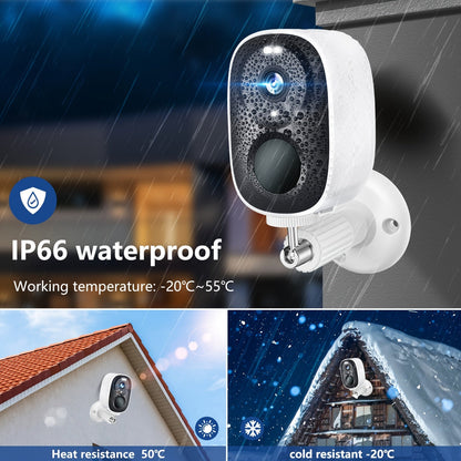 Solar Powered Outdoor Security Camera 2K 3MP – Wireless WiFi CCTV with AI Motion Detection, Color Night Vision, Spotlight, 2-Way Audio, IP66 Waterproof, No Monthly Fee, Cloud & SD Storage, Battery Powered