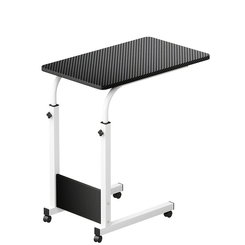 Height Adjustable Rolling Laptop Table with 4 Wheels & Dual Shelves – Mobile Workstation Desk for Bedside Dorm Office Living Room, Sturdy Steel Frame Space-Saving Design