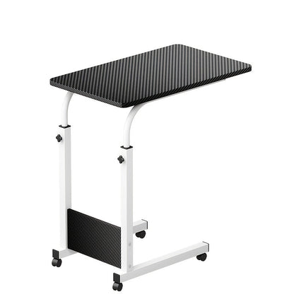 Height Adjustable Rolling Laptop Table with 4 Wheels & Dual Shelves – Mobile Workstation Desk for Bedside Dorm Office Living Room, Sturdy Steel Frame Space-Saving Design