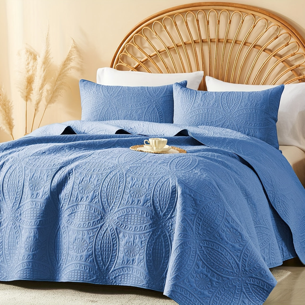 Cooling Summer Quilt Set 2-3 Piece Lightweight Breathable Microfiber Bedspread – Modern Coin Pattern Coverlet Twin Queen King, All Season, Multiple Colors, Holiday Gift for Family
