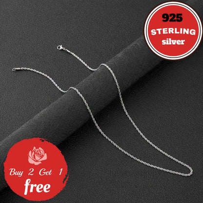 925 Sterling Silver 3mm Twist Woven Necklace – Italian Handmade, 18-24 Inch, Elegant Chain for Women & Men, Gift Box Included, Perfect for Birthday, Valentine’s Day & Holiday Gifts