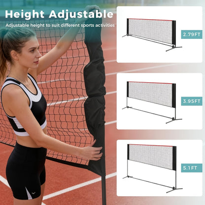 Portable Badminton Volleyball Net Set Adjustable Height & Tension Weather-Resistant with Carry Bag - Professional Grade for Backyard, Pool, Outdoor & Indoor Court Games