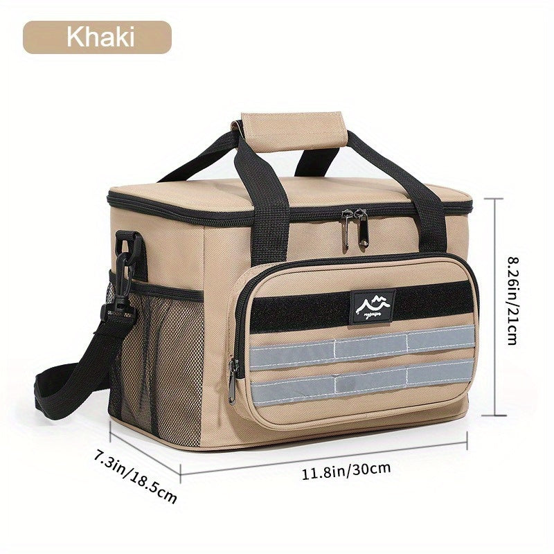 Large Capacity Insulated Cooler Bag Leakproof Portable Food Storage for Picnic Camping Beach Lunch, Durable Handle Soft Sided Cooler Tote with Thick Insulation - Black Navy Grey Khaki