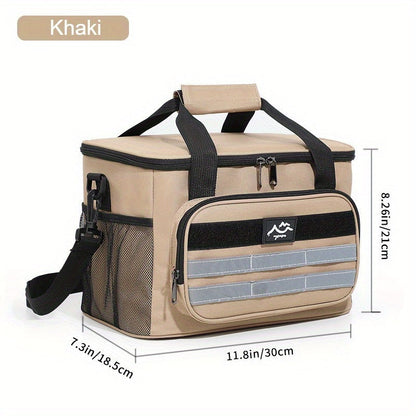 Large Capacity Insulated Cooler Bag Leakproof Portable Food Storage for Picnic Camping Beach Lunch, Durable Handle Soft Sided Cooler Tote with Thick Insulation - Black Navy Grey Khaki