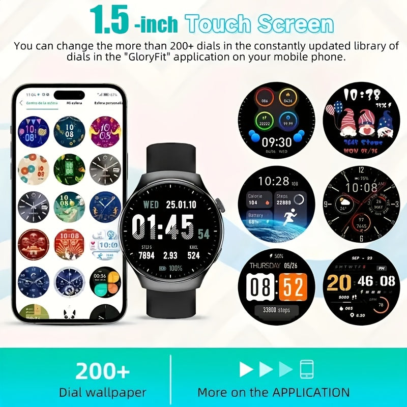 Smartwatch with Call Function & Fitness Tracker for Men & Women – Silicone Strap, Step Counter, Calorie Tracking, Heart Rate Monitor, Multiple Sports Modes, Music Playback & Remote Camera Control