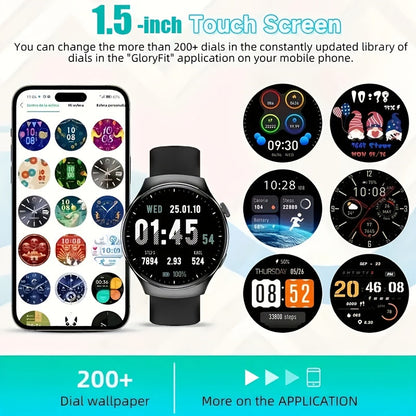 Smartwatch with Call Function & Fitness Tracker for Men & Women – Silicone Strap, Step Counter, Calorie Tracking, Heart Rate Monitor, Multiple Sports Modes, Music Playback & Remote Camera Control