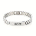Men's Personalized Stainless Steel Bracelet – Custom Letter Engraving Punk Style, 304L Hypoallergenic Rust-Resistant Wrist Jewelry in Steel Gold Black, Birthday Father's Day Gift for Him Boyfriend Dad