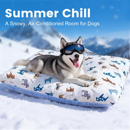 Washable Dog Bed Mat – Breathable Summer Pet Mattress with Removable Cover & Non-Slip Bottom, Cute Animal Patterns, All-Season Crate Pad for Small Medium Large Dogs & Indoor Cats