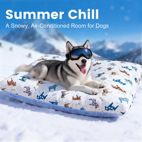 Washable Dog Bed Mat – Breathable Summer Pet Mattress with Removable Cover & Non-Slip Bottom, Cute Animal Patterns, All-Season Crate Pad for Small Medium Large Dogs & Indoor Cats